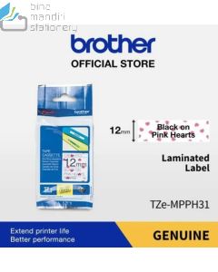 e-catalogue gambar stationery Brother TZE-MPPH31 Black on Pink Heart 12mm P-touch Tape