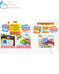 3M Post-it Lengkap murah barang Perlengkapan Kantor 3M Post-it Sticky Note Cube 2053-ELT-O / 2059-AQ CPT  (76x76mm 400 Sheets) di toko alat tulis grosir Bina Mandiri stationery